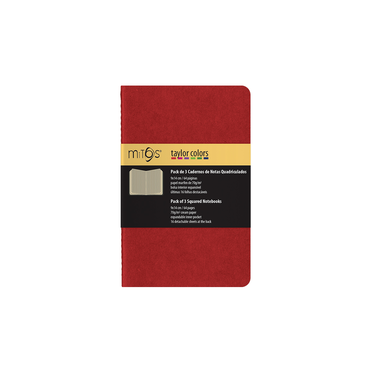 MITOS® TAYLOR-Pack3 Cadernos Notas Quadr.(9x14cm)64pag